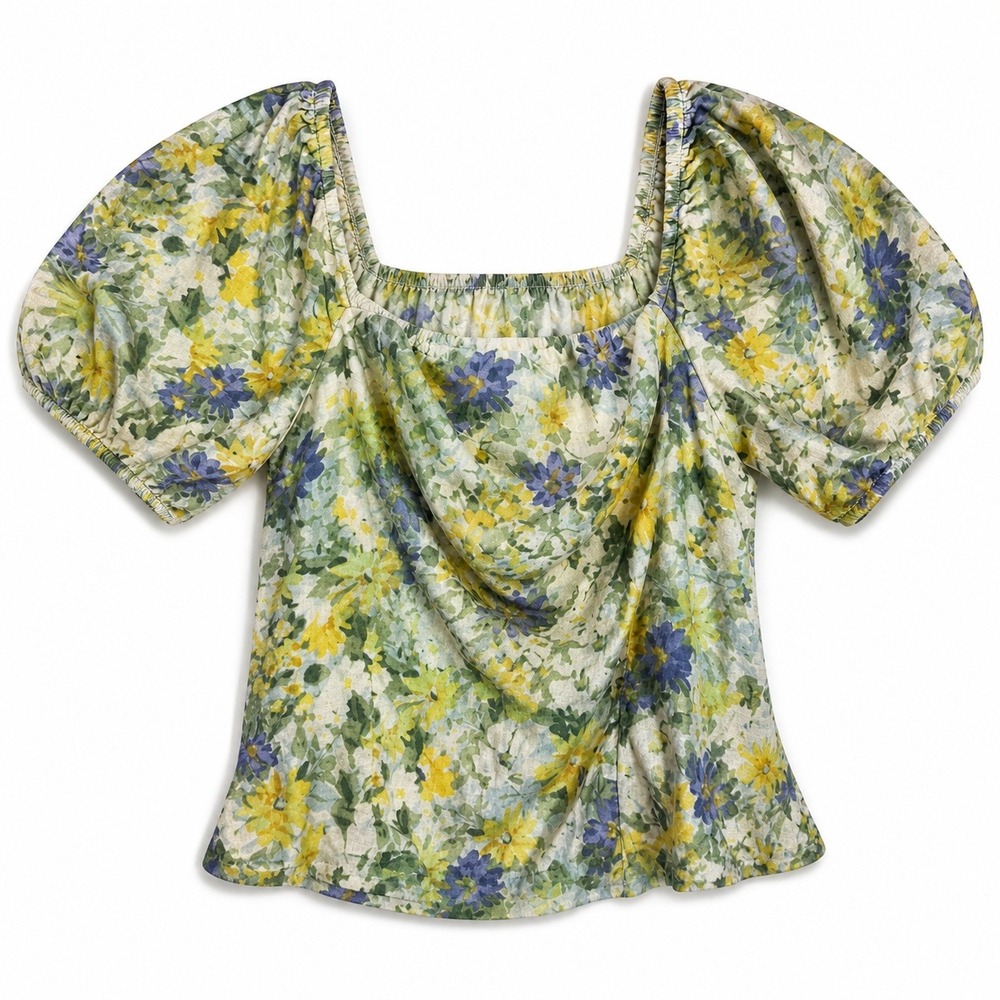Abercrombie & Fitch Prairie Romance Linen Top Smocked S Cottagecore Coquette